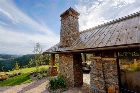 moutain house exterior painted metal roof|rustic metal roof ideas.